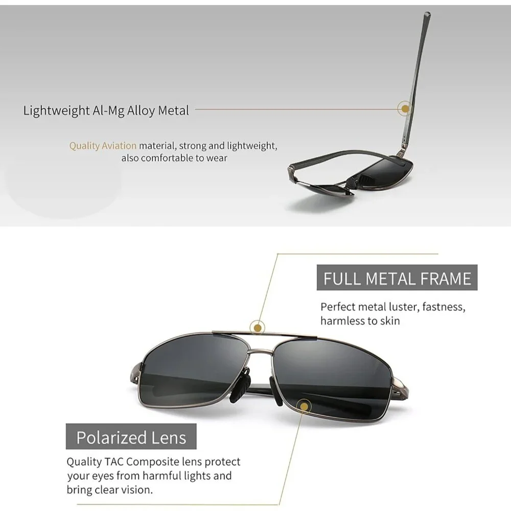 HD Polarized Rectangular Sunglasses - Unbreakable, Stylish & Safe for Outdoors
